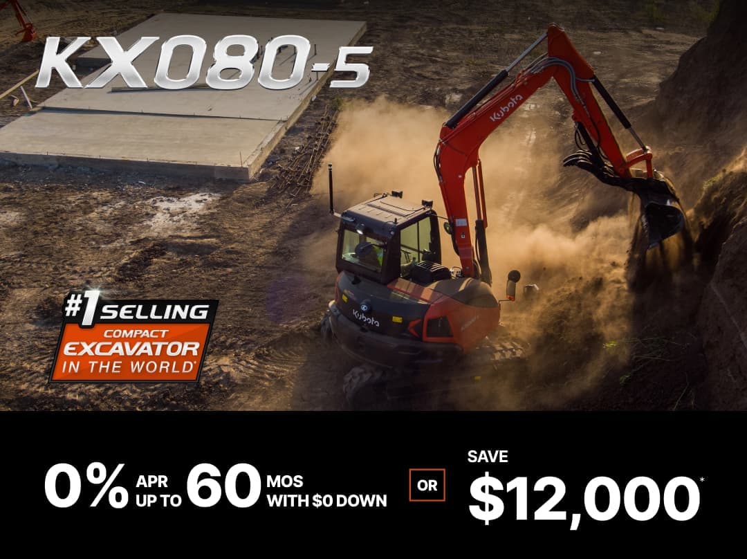 Save on Select KX080-5 Series Excavators CE 7/1 Save on Select KX080-5 Series Excavators CE 7/1